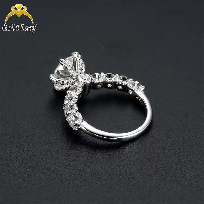 Goldleaf Best Selling 925 Sterling Silver Moissanite Diamond Engagement or Wedding Ring Gold Plated With VVS Clarity for Gift