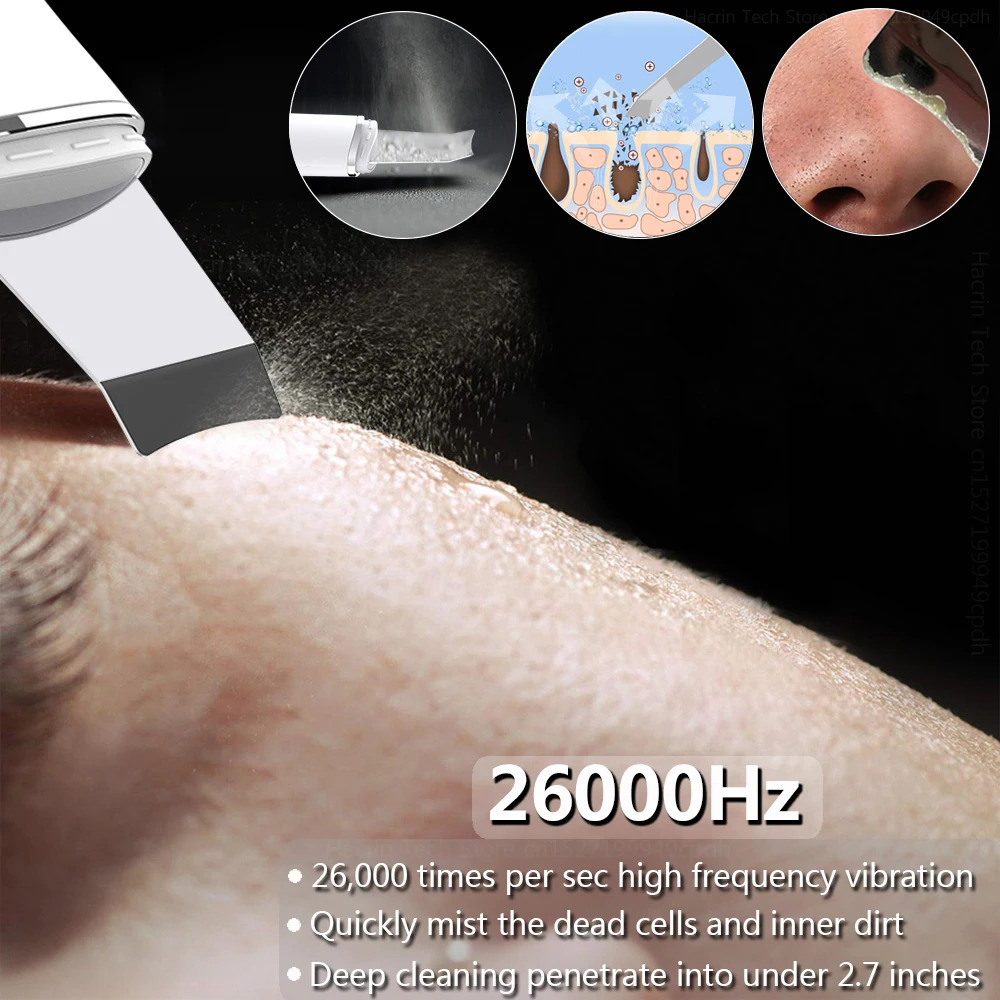 Blackhead Remover Ultrasonic Skin Scrubber Pore Acne Peeling Spatula Blackhead Removal Shovel Face Deep Cleaning Device 250422