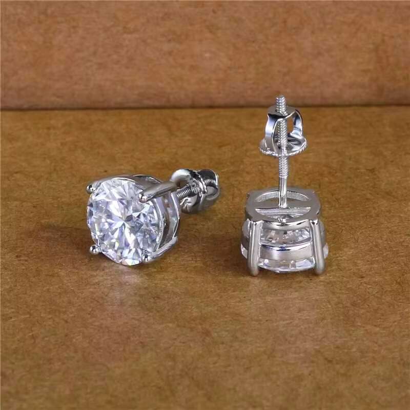 Wholesale Price Stud Moissanite Earrings 2CT Hip Hop Moissanite Earrings