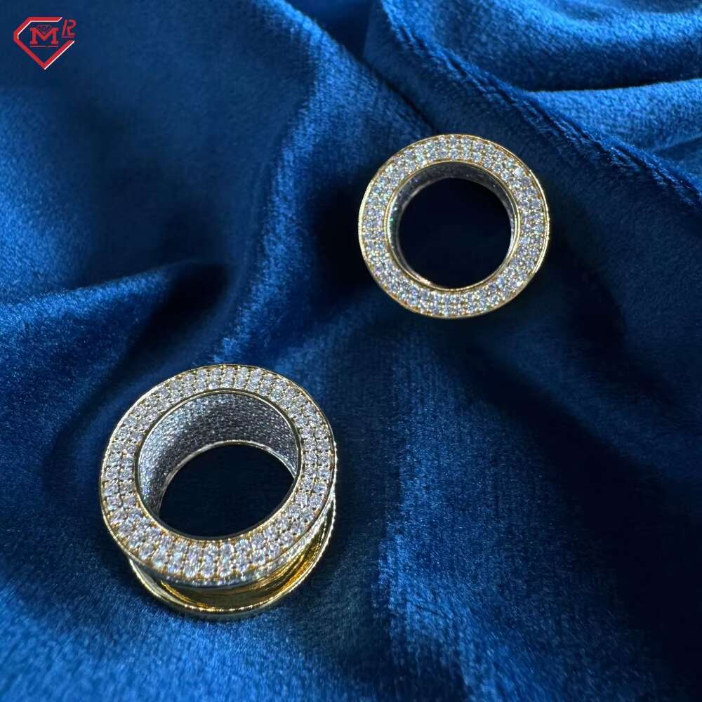 High Quality Hollow Round Earrings S925 Silver Gold Plated Earrings Moissanite