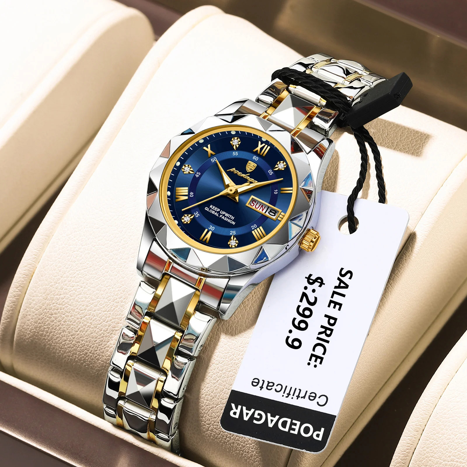 Poedagar and Elegant Womens Watch Luminous Waterproof Weekly Date Womens Watch Stainless Steel Quartz Fashion Womens Watch 250425