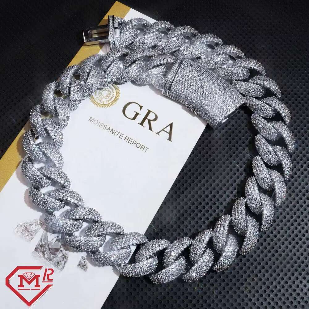 Top Selling Custom Cuban Link Chain 22mm Hiphop Vvs Iced Out Borderless Miami Moissanite Cuban Chain