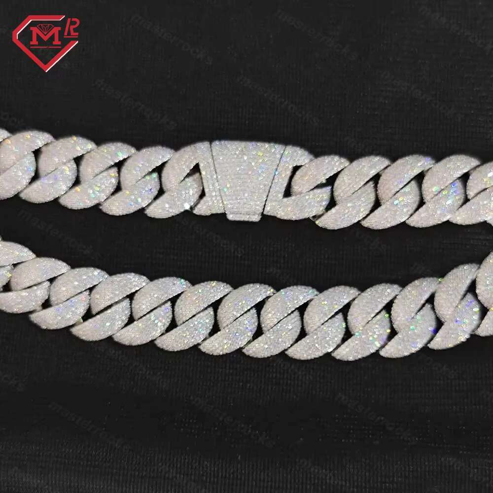 Heavy 20mm Big Size Moissanite Cuban Chain Silver Gold Plated Hiphop Vvs Moissanite Miami Cuban Link Chain Iced Out Cuban Chain