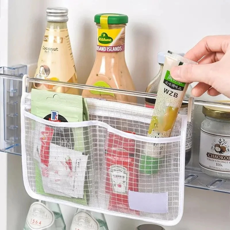 1 refrigerant door manager for refrigerator hanging mesh bag for kitchen storage bag 250425