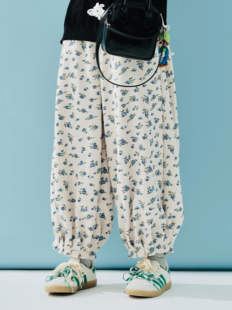 Imakokoni gentleman blue floor casual pants autumn and winter small fresh artistic communication nice 244886 250428