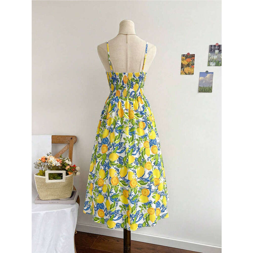 European and American Dreamara Women's Vacation Flower Printed Front Twisted Dress 2025 New Casual Versatile Fashion Clothing