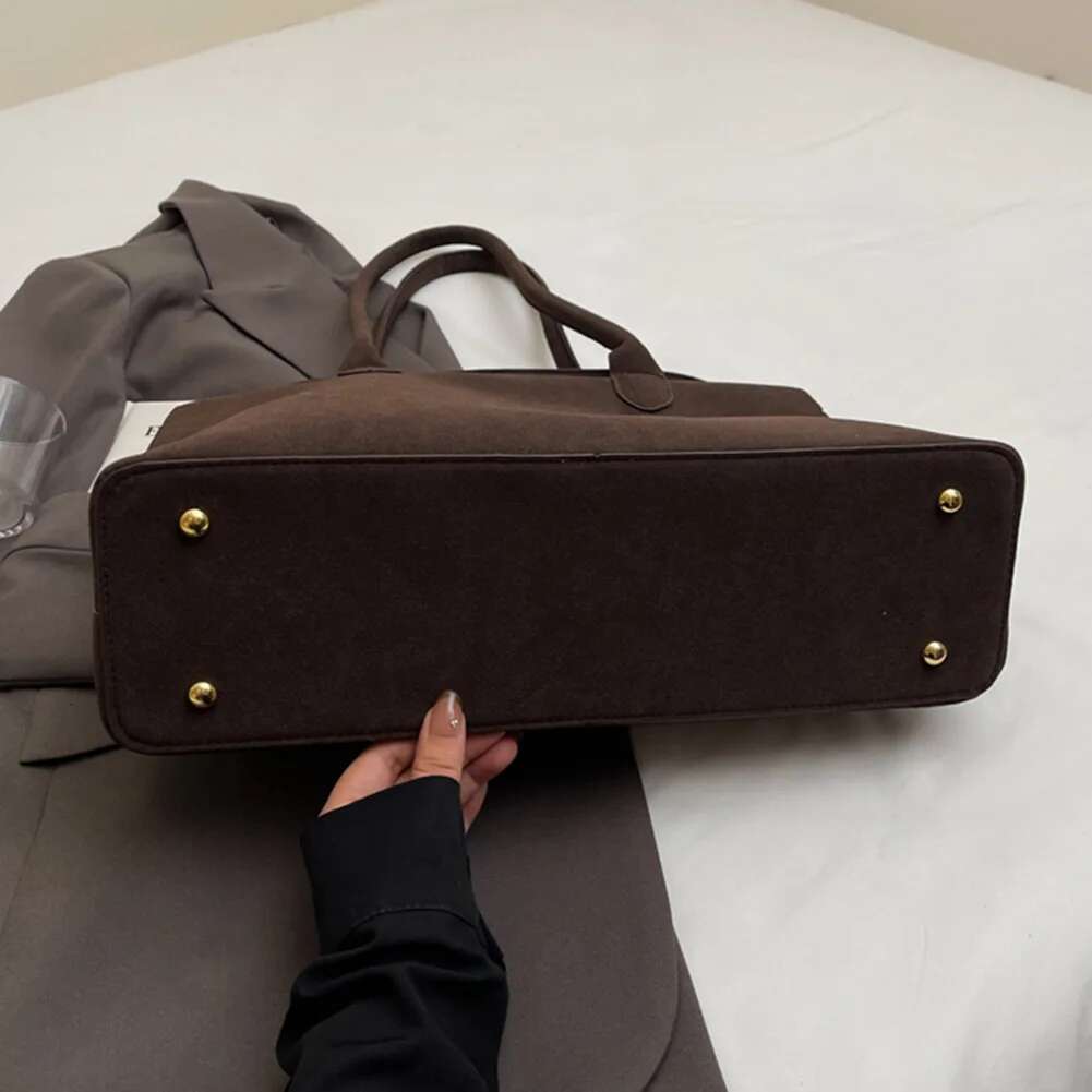Retro Handbag For Women Men With Inner Pocket Underarm Suede Trendy Top Handle Satchel Work Travel Bag
