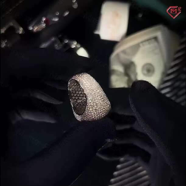 Rapper Moissanite Ring Fully Iced Out Round Ring Hip Hop 925 Sterling Silver Vvs Moissanite Ring