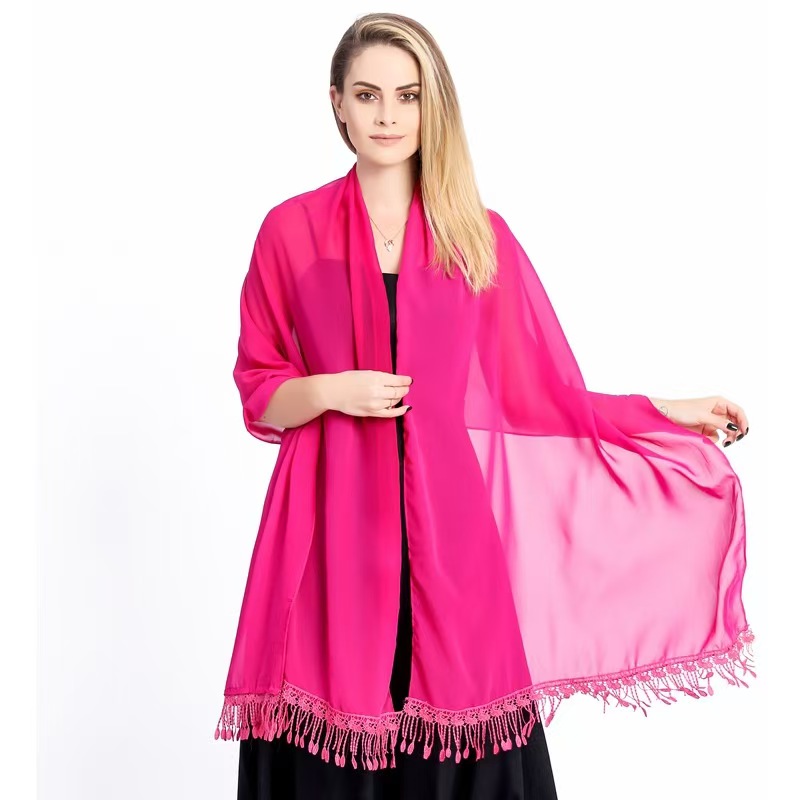 K595 Cross-border good goods lace chiffon shawl bride bridesmaid wedding dress cheongsam shawl large size dinner shawl female