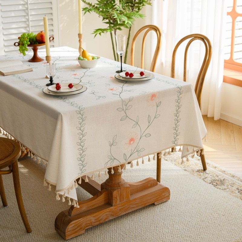W29 Imitation cotton and linen tablecloth jacquard fabric table cloth waterproof and oil-proof tea table cloth rectangular tablecloth wholesale -