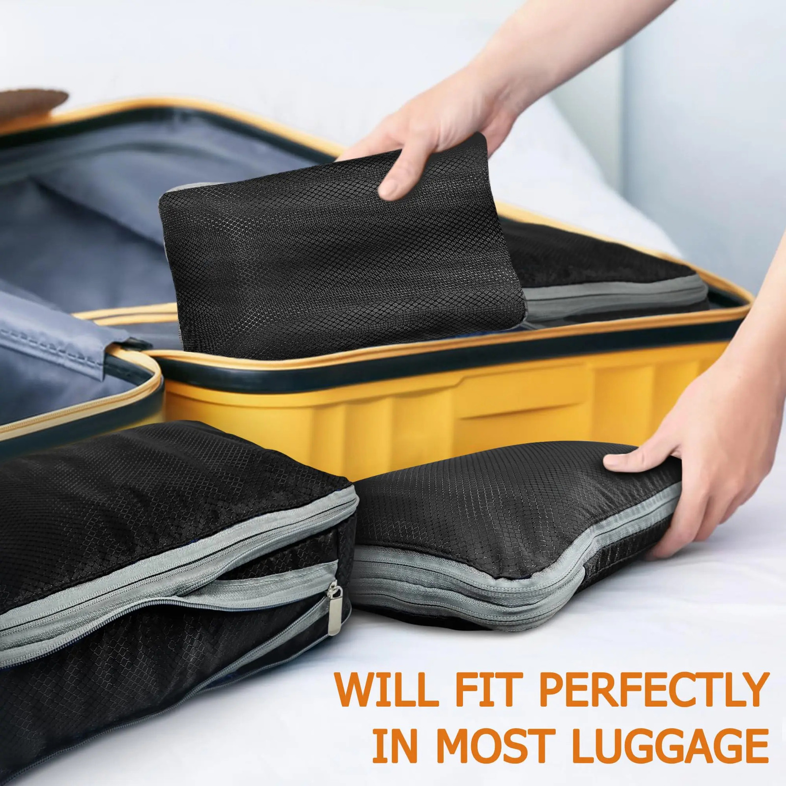 4pcs Large Capacity Travel Compression Packing Cubes Bag Portable Waterproof Suitcase Clothes Organizers For Travel Home Storage 250605