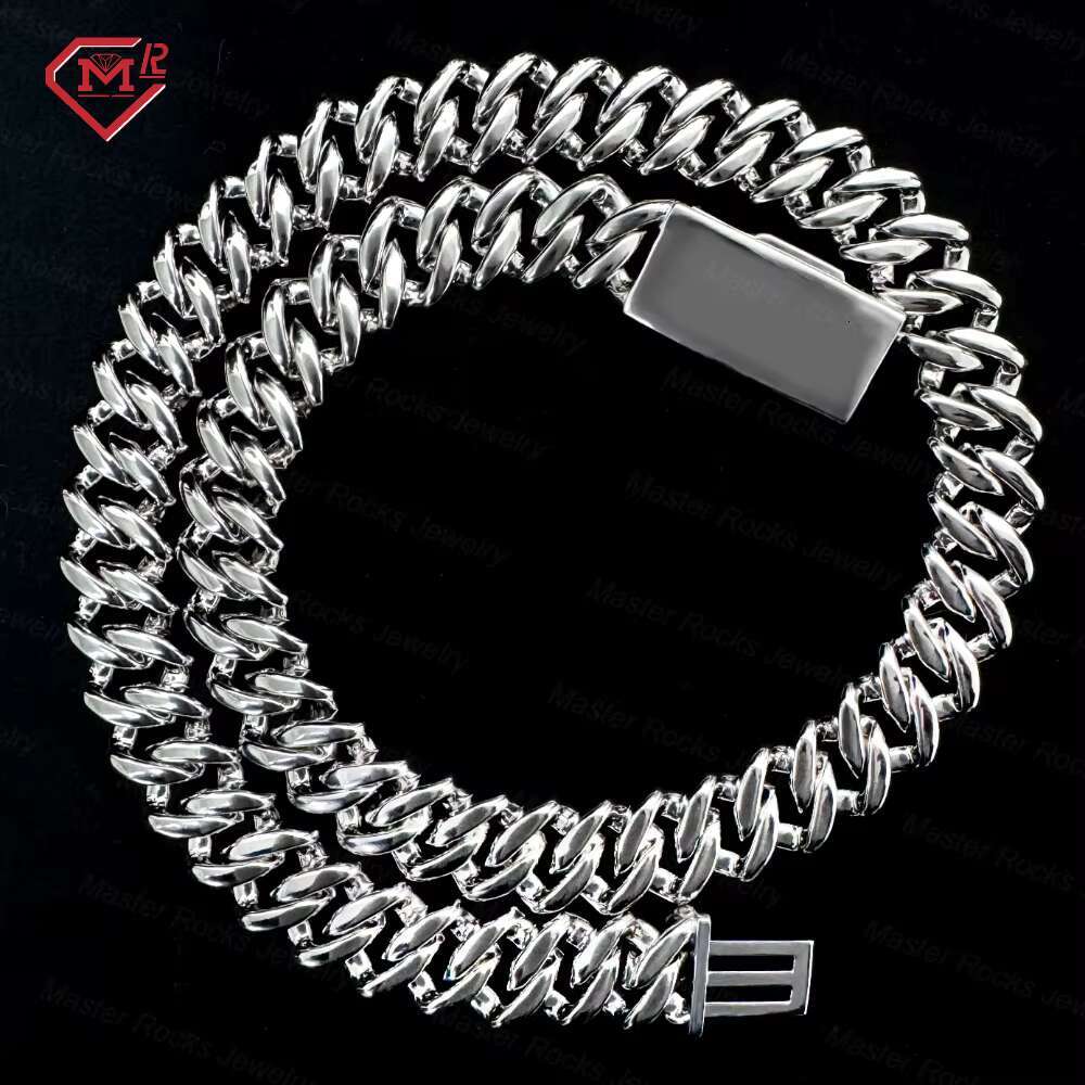 Hiphop 20mm Big Size Cuban Link Chain 925 Sterling Silver Vvs Iced Out Moissanite Cuban Chain