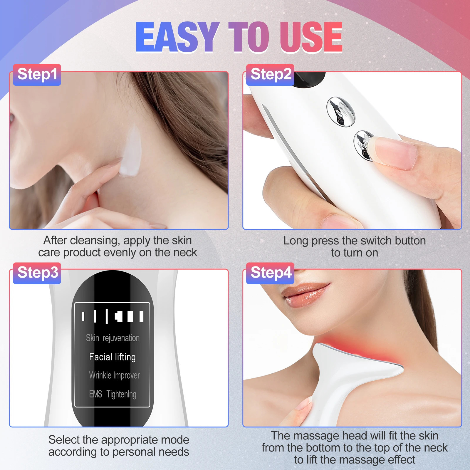 EMS Face Neck Lift Beauty Device Massager LED Double Chin Remover Skin Rejuvenation Tightening Anti Wrinkle 250422