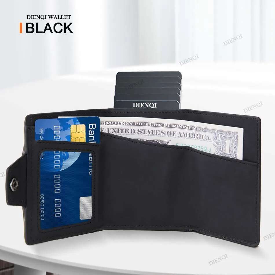 RFID Credit Card Holder Microfiber Leather Pop Up Designer Wallet Money Bag Male Coin Purse Wallets for Men