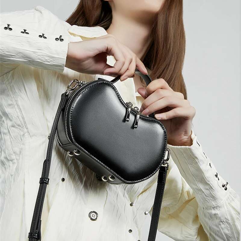 Toptrends Chic Genuine Leather Apple Shape Small Shoulder Crossbody Bags For Women 2025 Designer Saddle Ladies Handbags