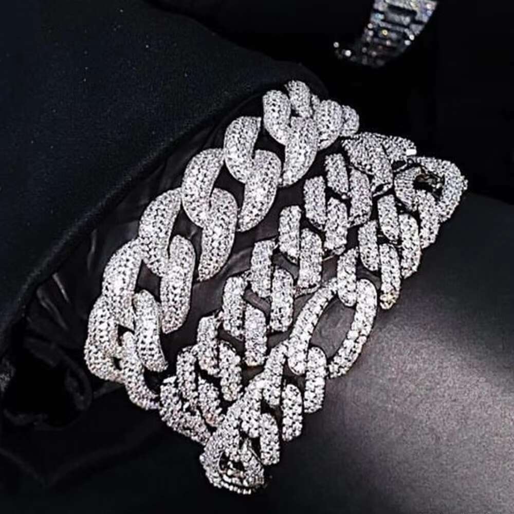 8MM Cuban Link Bracelet Hiphop Sparkling Bling 925 Sterling Silver VVS Moissanite Cuban Link Chain
