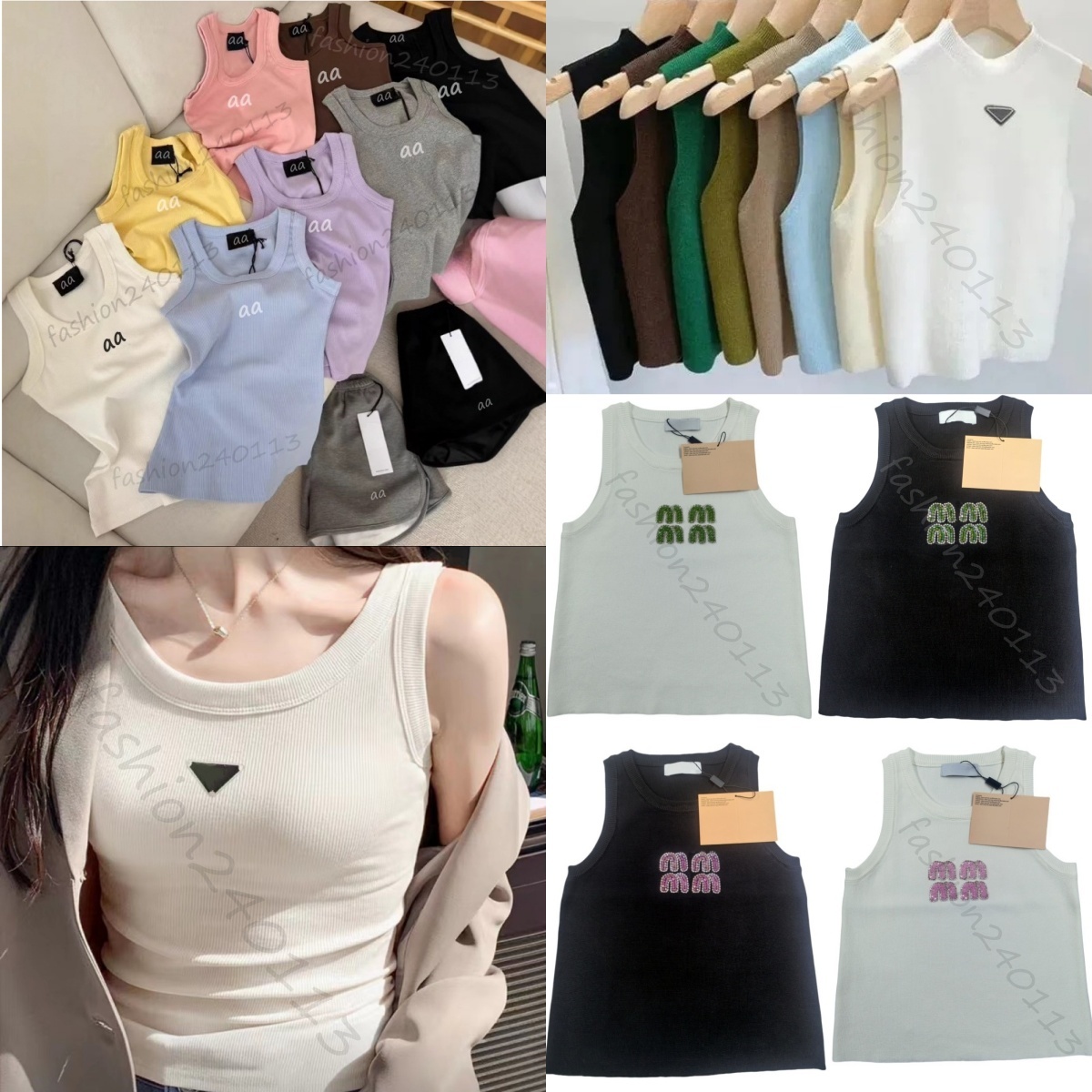 Designer Tops women Tank Top Shirts Designer Embroidery BeadingTop Womens Tanks Croptop Vest Summer Slim Sleeveless Breathable Knitted Pure Cotton Pullover Shirt