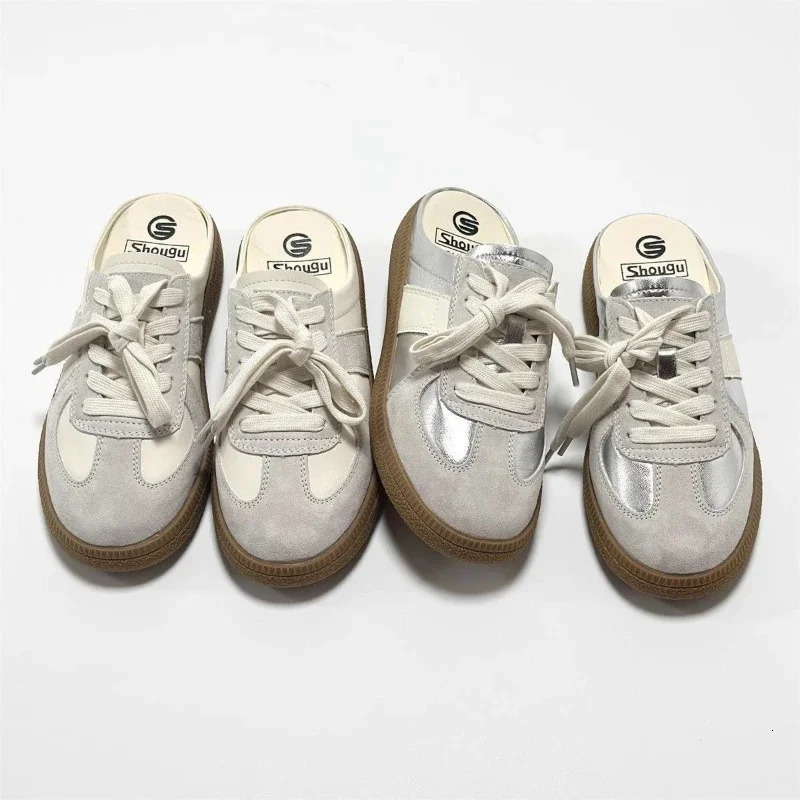 Women Mules Shoes Slip-On Round Toe Loafers Walking Sneakers Lazy Clogs Platform Summer Slip On Creeper Baotou Half Slippers 250421