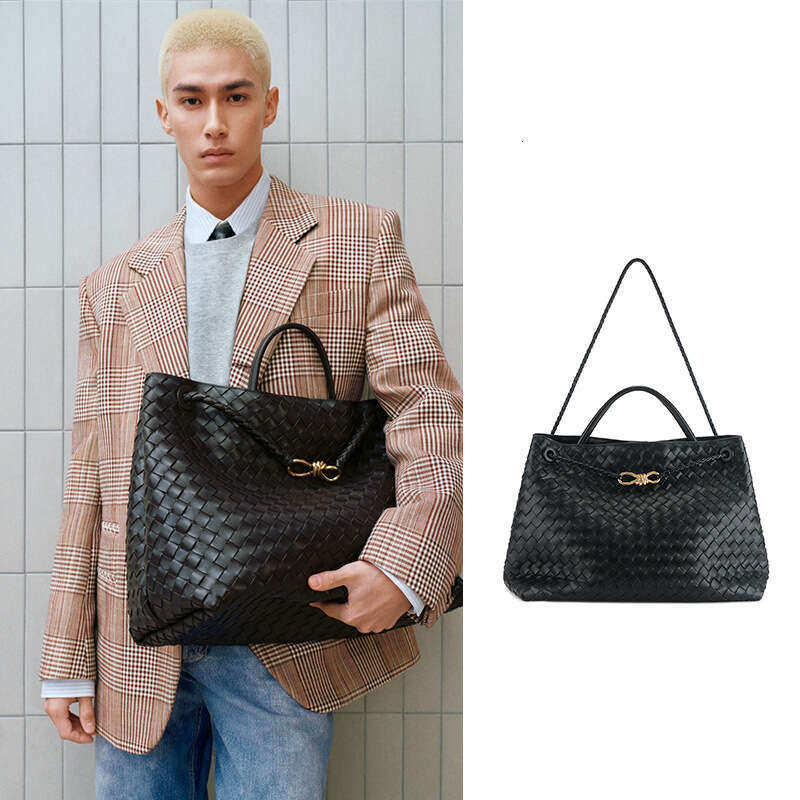 Old money style woven tote bag Andiamo commuting briefcase versatile cowhide large handbag