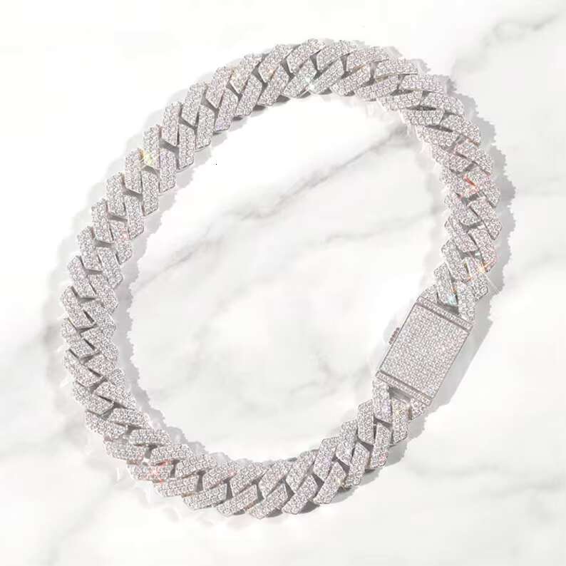 Hiphop 14mm Cuban Link Chain 925 Sterling Silver Custom Clasp Vvs Iced Out Moissanite Cuban Chain