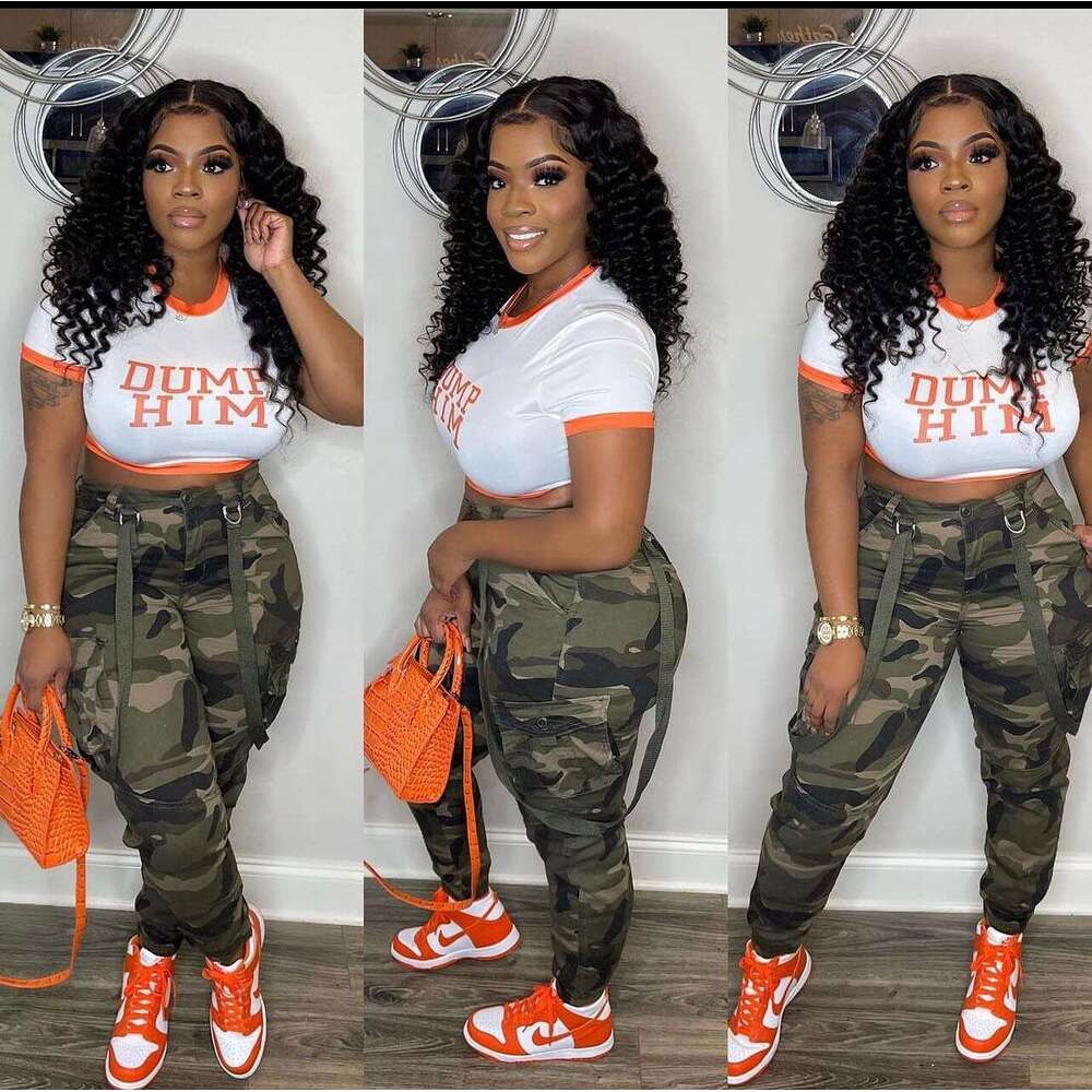 2234 Europe and America street fashion camouflage versatile ankle strap overalls 2025 new style temperament chic elegant clothing
