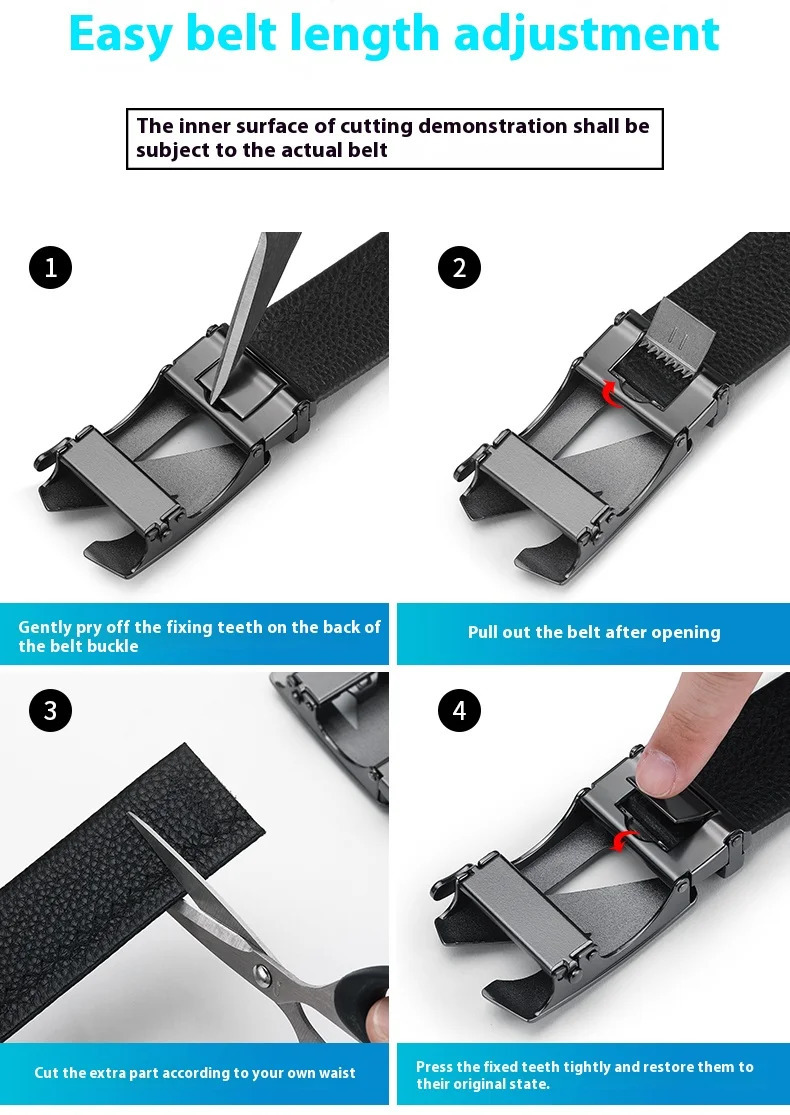 Mens Automatic Ratchet Belt Replacement Belt 3.5cm Genuine Leather Belt without Buckle for 4cm Automatic Buckle Combo Belt 250430