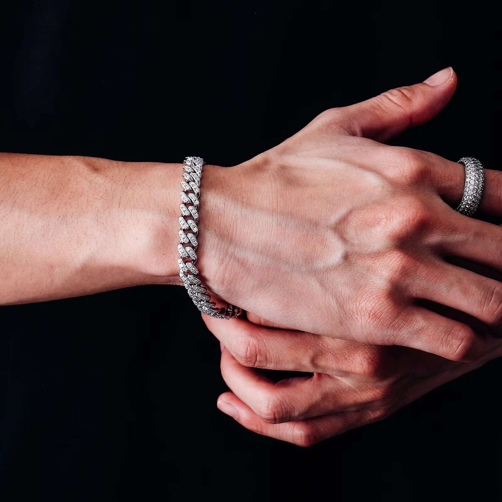 925 Silver Cuban Chain 6mm Silver With Moissanite 1 Row Stones 7 Inches Hip Hop Style Fine Jewellery Customised Anniversary Gift