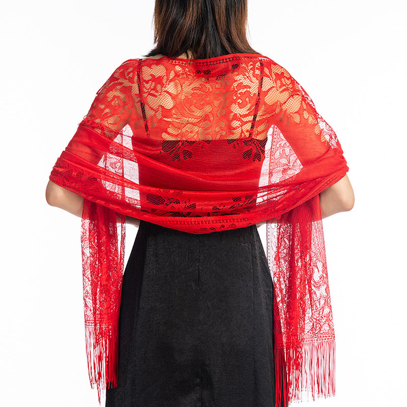 K593 Hot sale lace shawl bride bridesmaid evening dress cheongsam shawl party dinner hollow lace shawl scarf female