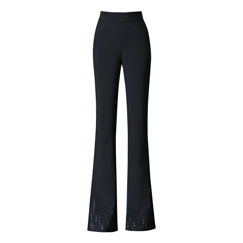 Spring High Waist Micro Flash Casual Womens Trouser Almond Elastic Diamond Temperature Fish Tail Pants 250428