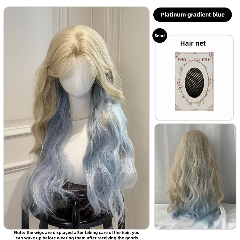 Gold Blondes to Blues Graduated Wave Synthetic Hairpiece Thick Volume High-Density Lush Layers for Women's Everyday Outfits