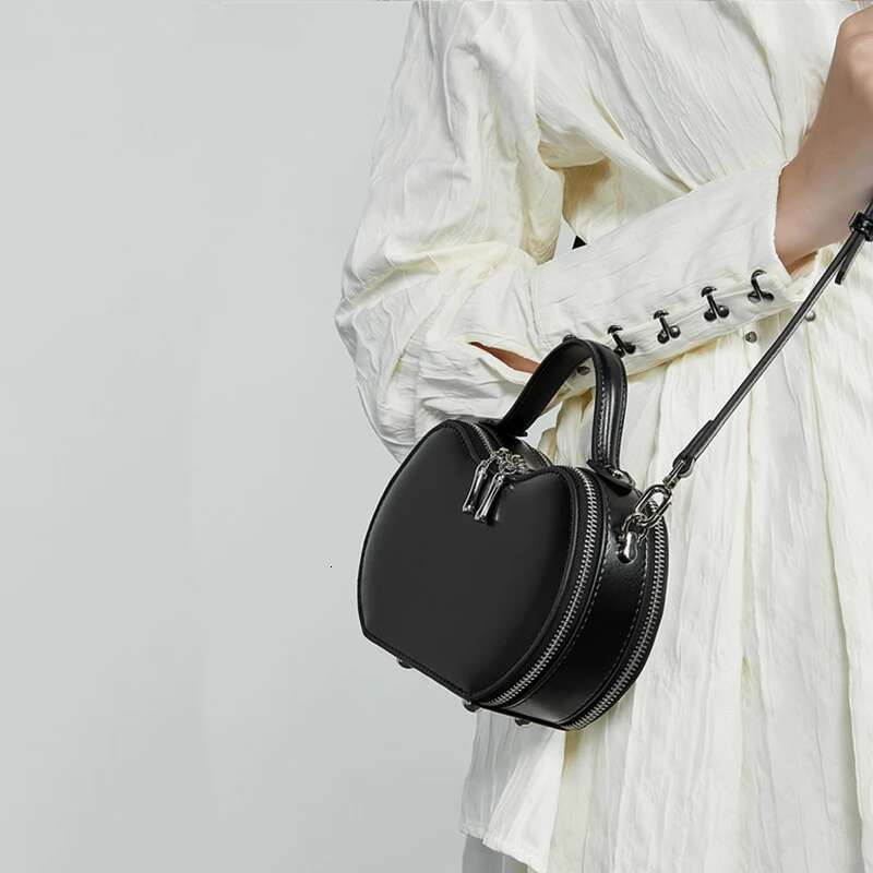 Toptrends Chic Genuine Leather Apple Shape Small Shoulder Crossbody Bags For Women 2025 Designer Saddle Ladies Handbags