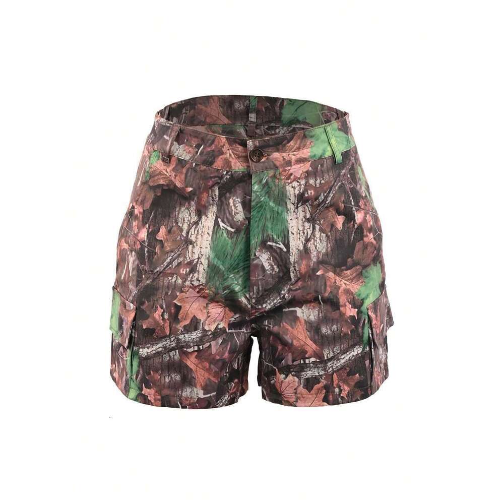 2107 Europe and America Summer Women's Camouflage Printed Patchwork Shorts 2025 New Casual Versatile Fashion Clothing