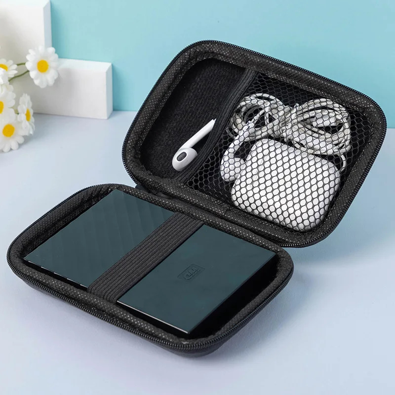 1/2 portable Eva storage bag zipper bag phone charger protective bag hard drive bag USB data cable storage bag 250425