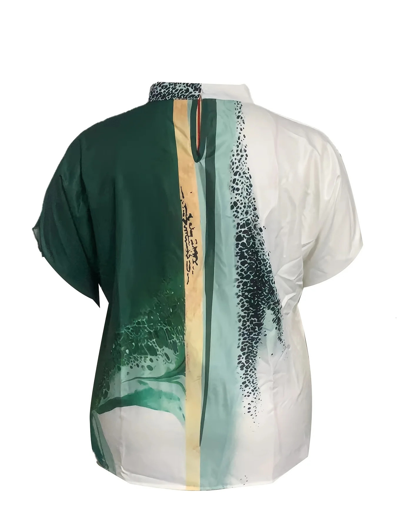 Plus size casual printed womens shirt Oneck half sleeved loose 2024 summer top fashionable 250422