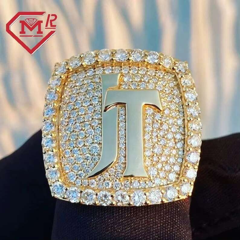 Hip Hop Moissanite Rings 925 Silver Mens Iced Out Baguette VVS Moissanite Buss Down Custom Championship Ring