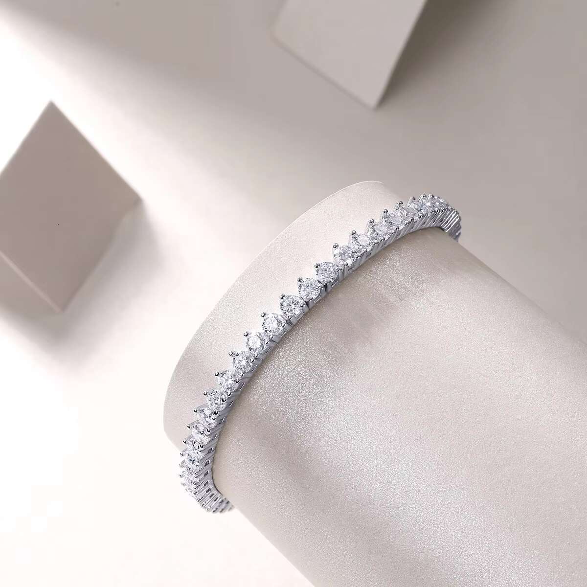 De VVS Moissanite Tennis Women Bracelets Marks Moissanite Link Bracelets 3mm Tennis Chian 925 Sterling Silver 18k Gold Plated