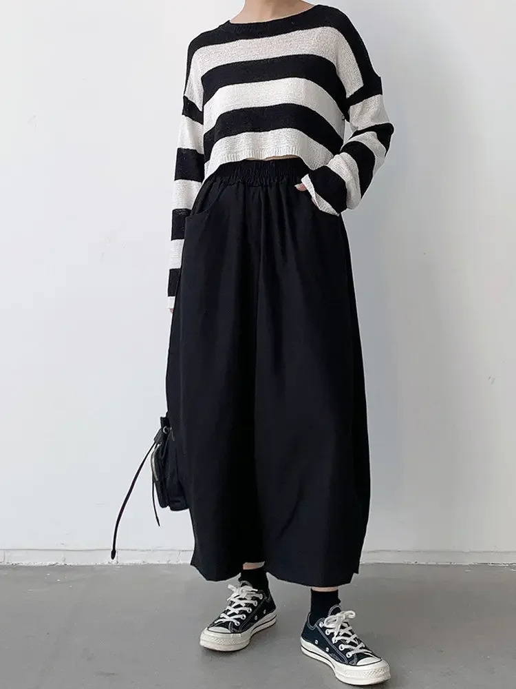 Autumn Casual Harem Pants Womens Cotton High Waist Trousers Retro Loose Bloomers Oversized Pocket Sports 250428