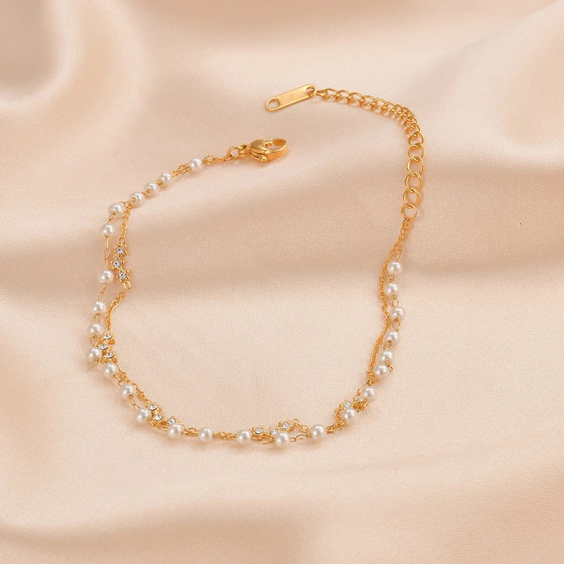 Romantic Pearl Wedding Bracelet Double layer Stainless Steel Female Celebrity Charm Engagement Jewelry Girlfriend Gift 250428