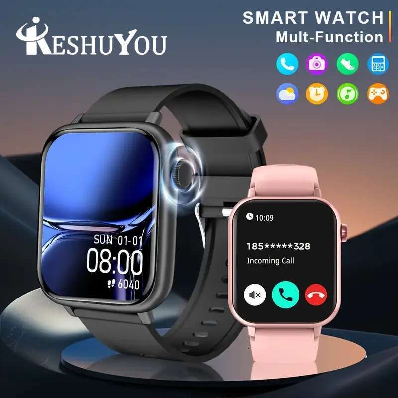 Smart Watch Bluetooth Talk Heart Care Monitor Sports Health IP68 Mentes imperméables Femmes Smartwatch Cadeaux de vacances