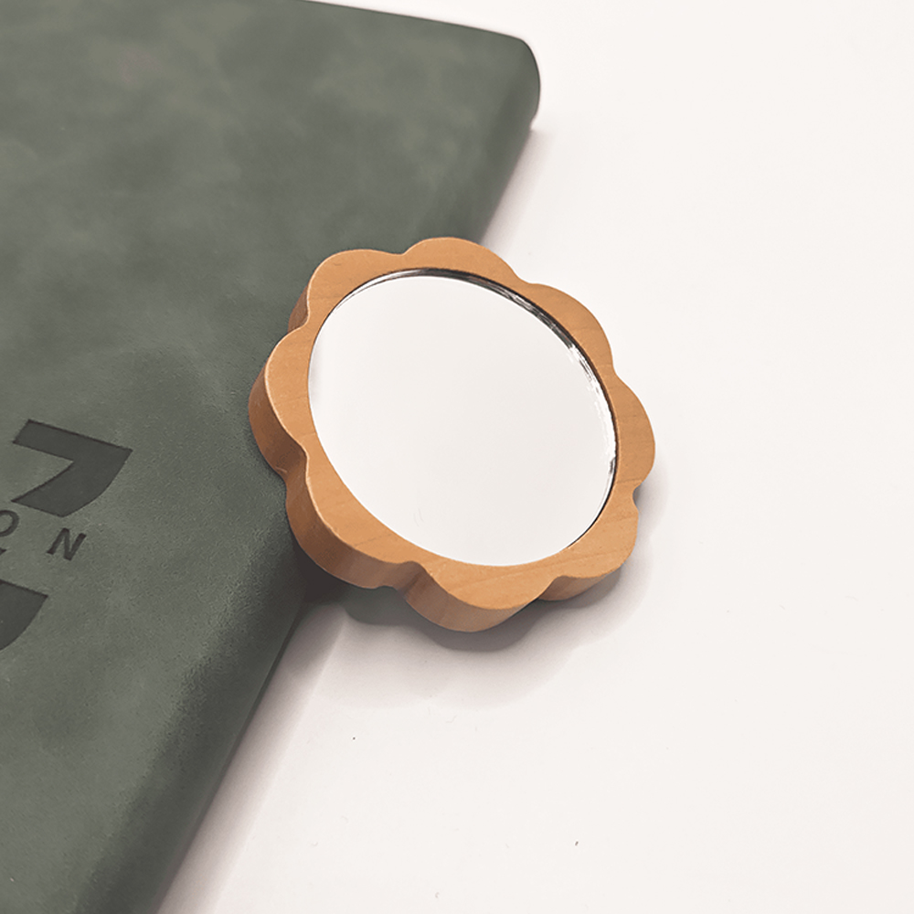 DIY unique text customized wooden sunflower hand mirror, cute flower hand held mirror can be placed in a bag to carry a makeup mirror - personalized b