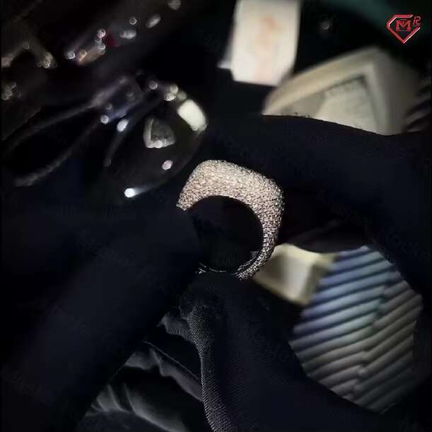 Rapper Moissanite Ring Fully Iced Out Round Ring Hip Hop 925 Sterling Silver Vvs Moissanite Ring