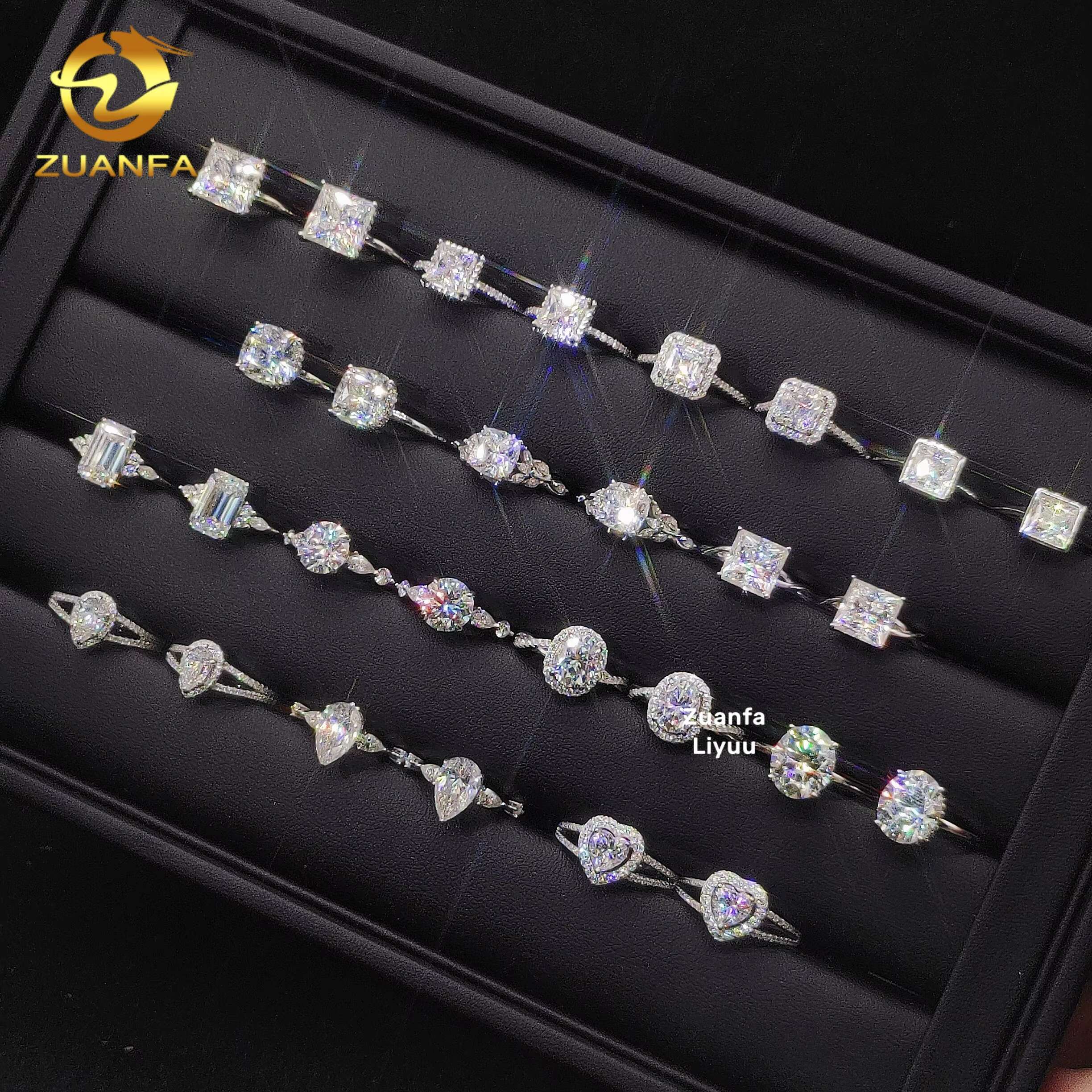Luxury Women Diamond Rings 925 Sterling Silver Jewelry Fancy Cut VVS Moissanite DIamond Wedding Rings