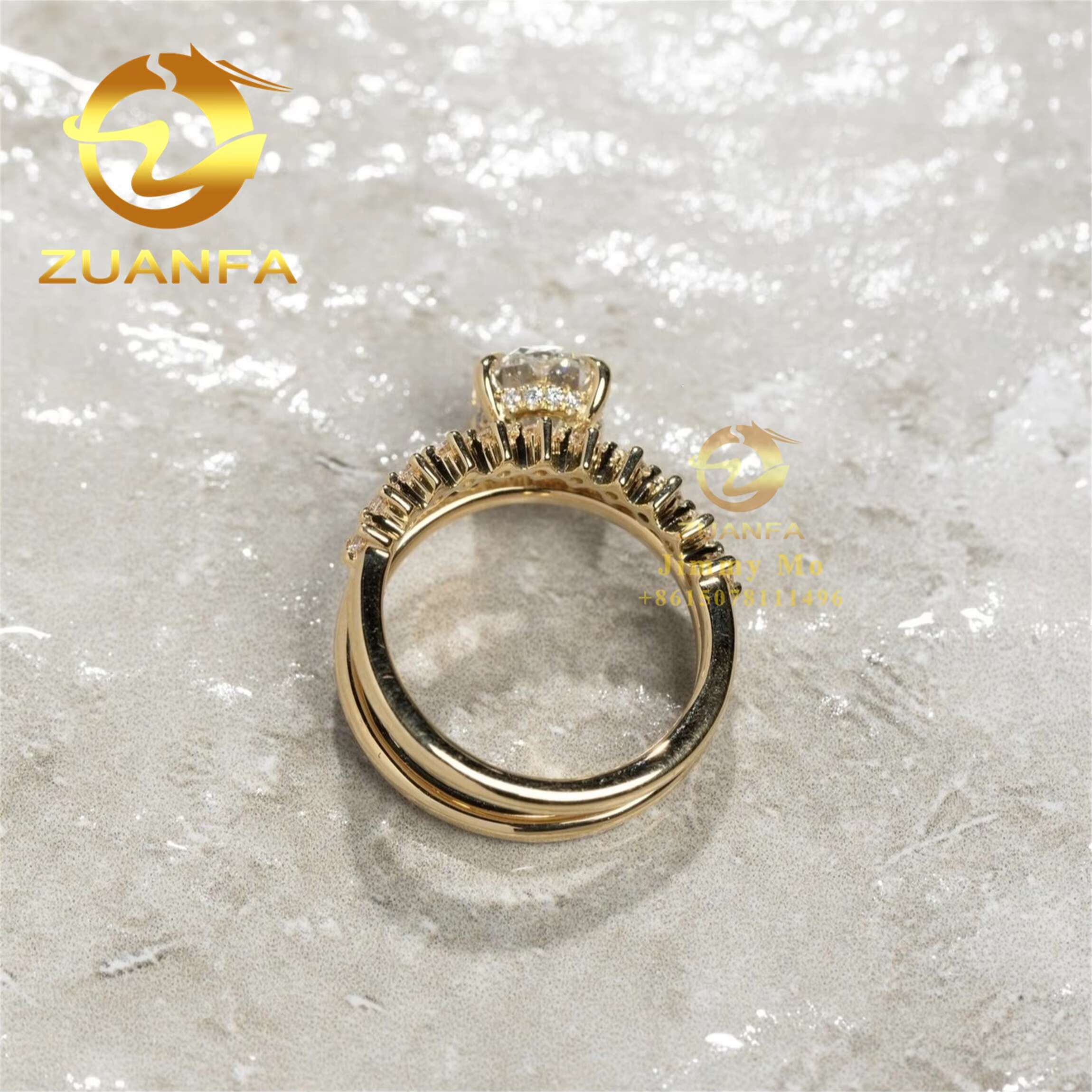 Vintage GRA 14k Yellow Gold 2ct Iced Crushed Oval Moissanite Diamond Engagement Wedding Band Women Ring Anniversary Gift
