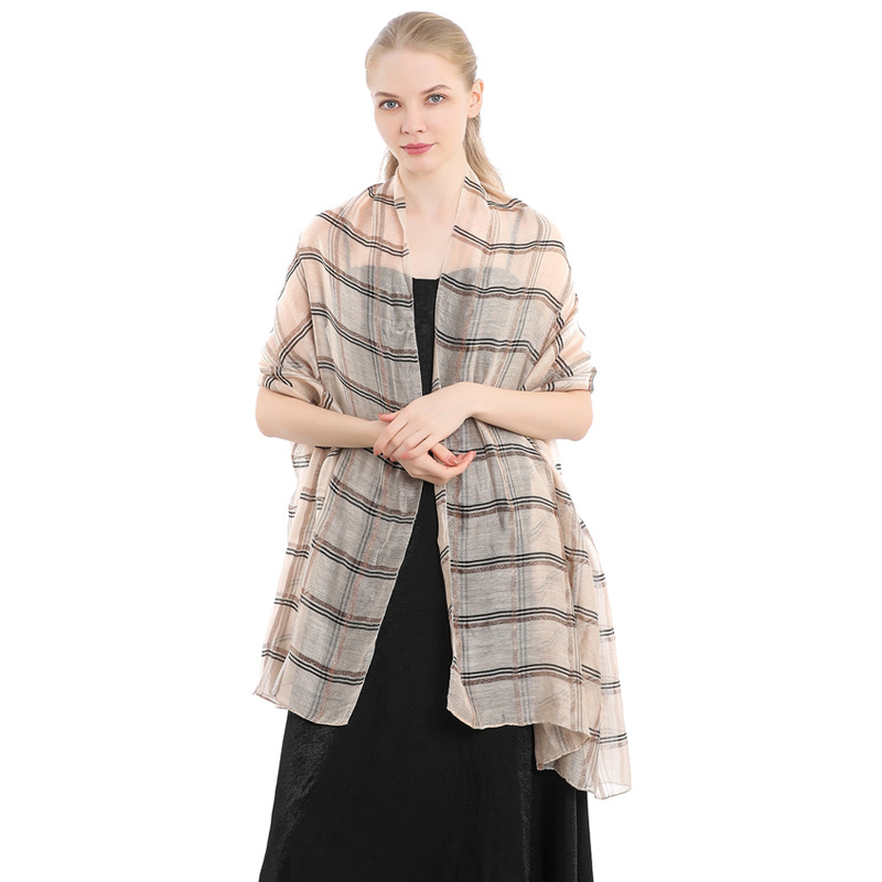 K598 Classic plaid silk wool blended scarf dinner dress cheongsam versatile temperament shawl scarf dual-purpose women