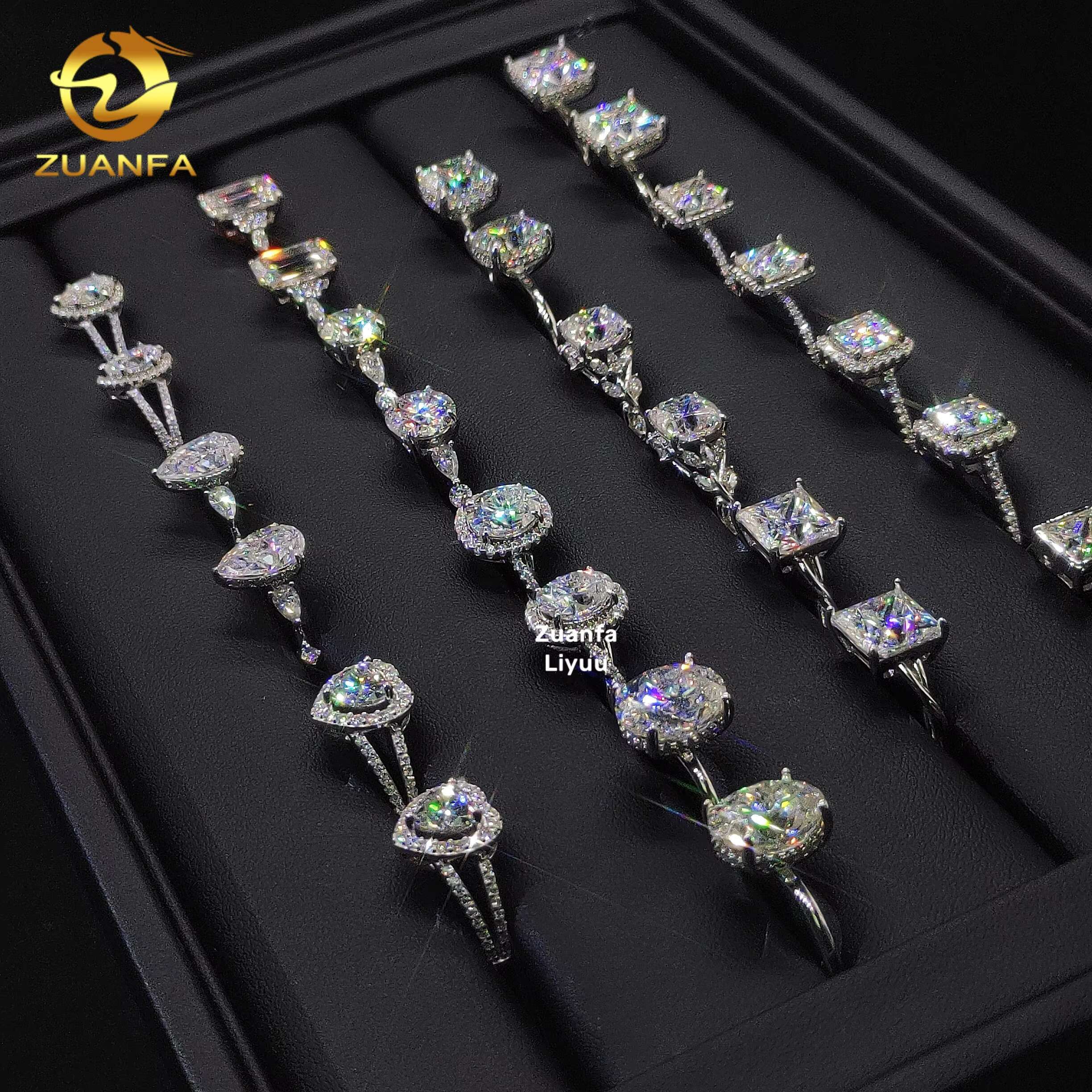 Luxury Women Diamond Rings 925 Sterling Silver Jewelry Fancy Cut VVS Moissanite DIamond Wedding Rings