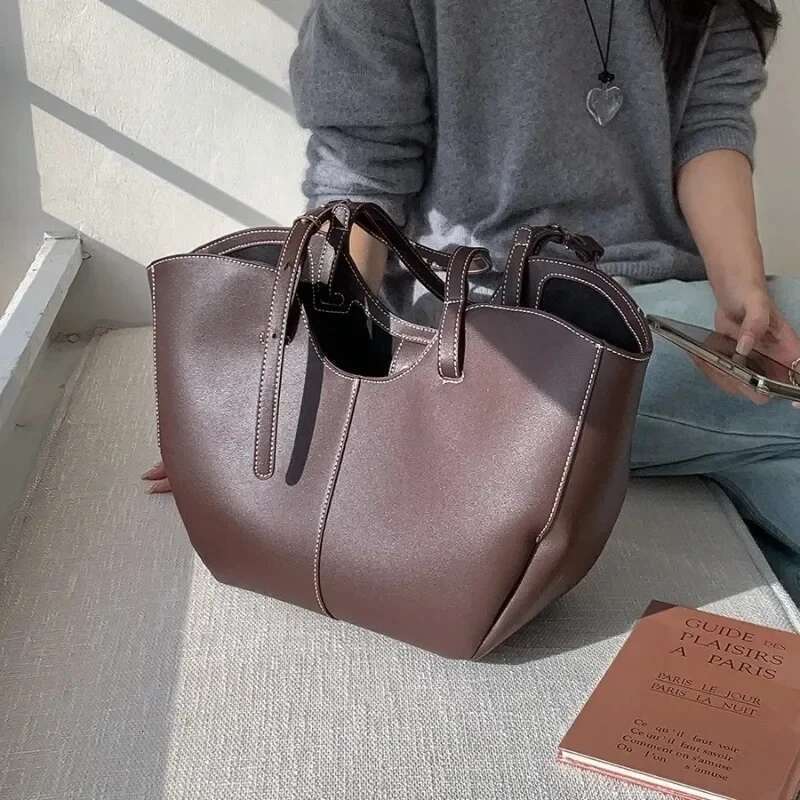 Women Handbag Large Capacity Portable Shopping Shoulder PU Leather Ladies Commuter Underarm Totes Bag Bolsa