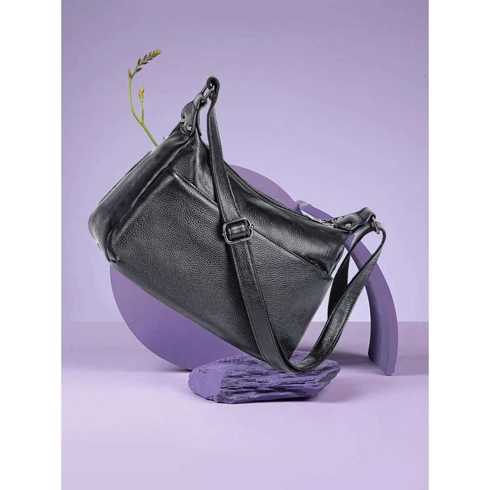 Zency 100% Genuine Leather Fashion Purple Women Shoulder High Quality Elegant Lady Crossbody Bags Black Messenger Bag