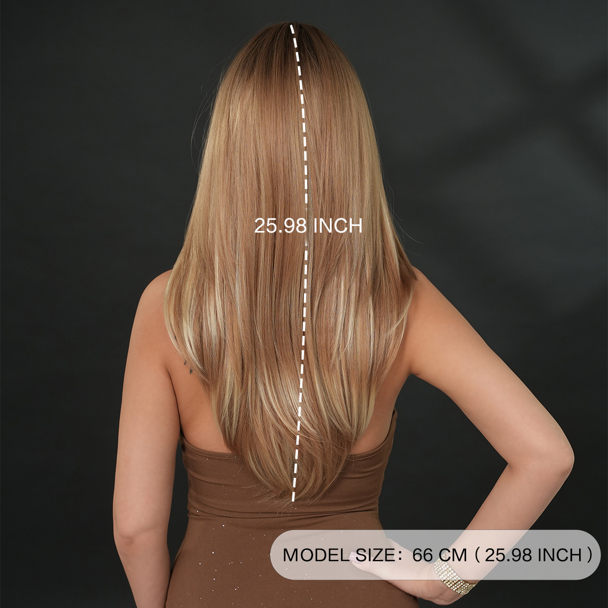 lace Small wig for women full head set Asian spicy girl dyed with gold layers buttoned straight hair natural hair stitching wig
