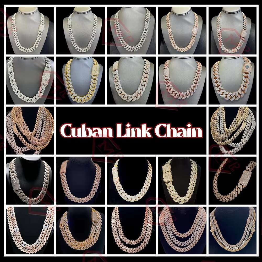 Master Rocks Moissanite Cuban Chain Hiphop Jewelry S925 Silver 12mm/15mm Moissanite Cuban Chain