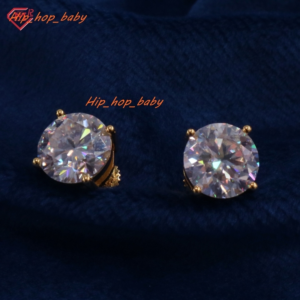 3-8MM Iced Out Moissanite Stud Earrings S925 Silver 10k Gold Plated Luxury Moissanite Earrings